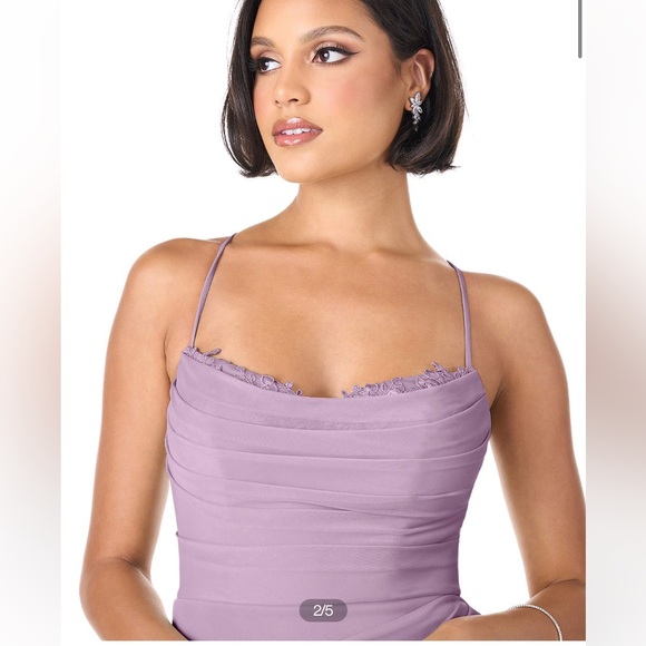 Wisteria Fitted Sweetheart Lace Mesh Dress - Picture 5 of 6